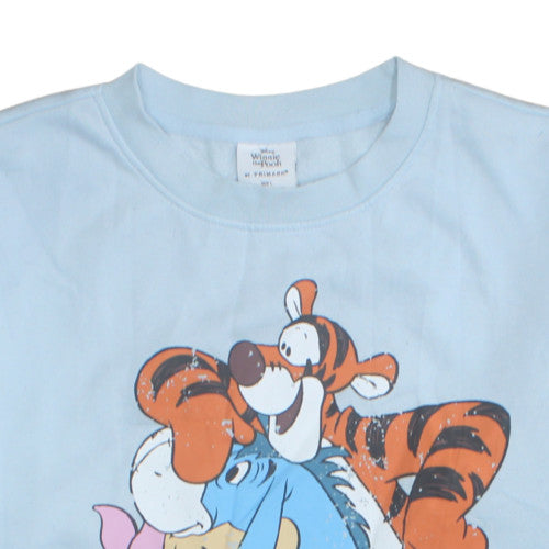 Disney Winnie the Pooh Blue Sweatshirt Women M Pullover Crew Neck Vintage Style
