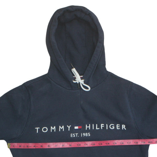 Tommy Hilfiger Men's Blue Pullover Hoodie S Logo Fleece Sweatshirt