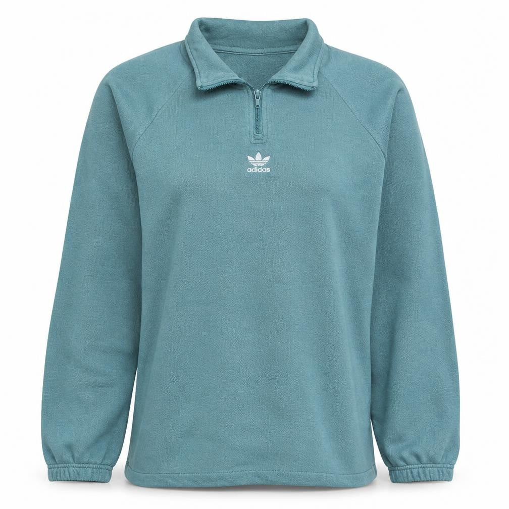 Adidas Womens Green 1/4 Zip Henley Sweatshirt Size M Regular Fit