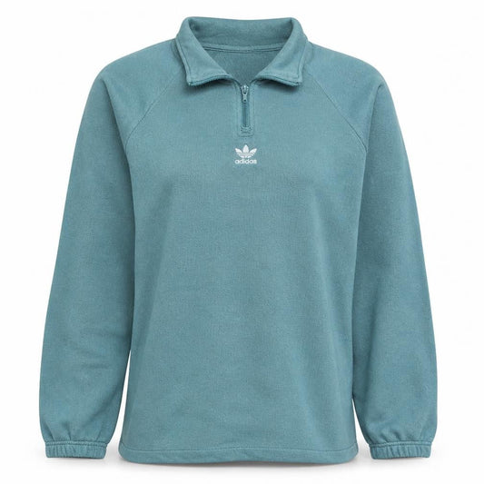 Adidas Womens Green 1/4 Zip Henley Sweatshirt Size M Regular Fit
