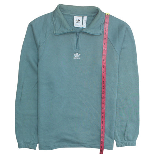 Adidas Womens Green 1/4 Zip Henley Sweatshirt Size M Regular Fit