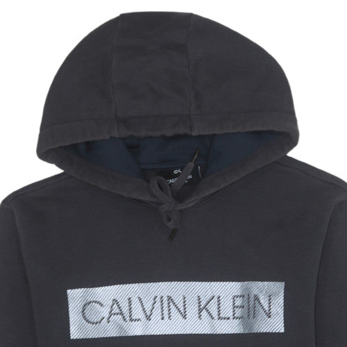 Calvin Klein Mens Black Pullover Hoodie M Fleece Logo Sweatshirt