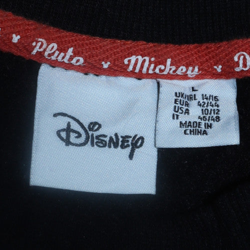 Disney Womens Black Large Sweatshirt Pluto Mickey Donald Goofy Graphic Print