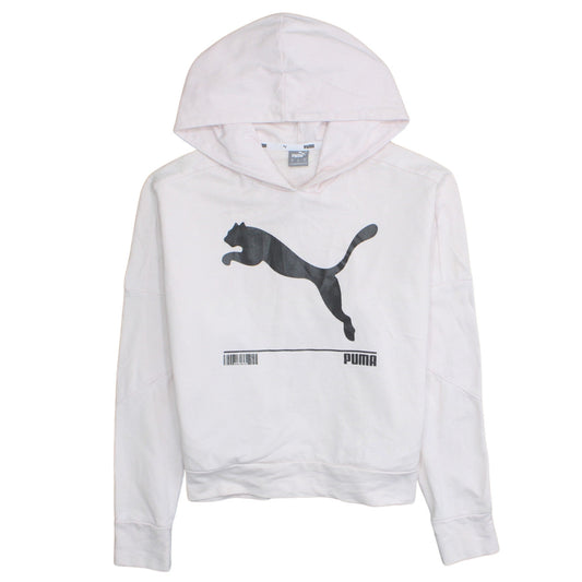 Puma Women’s White Hooded Pullover Sweatshirt M Casual Graphic Print