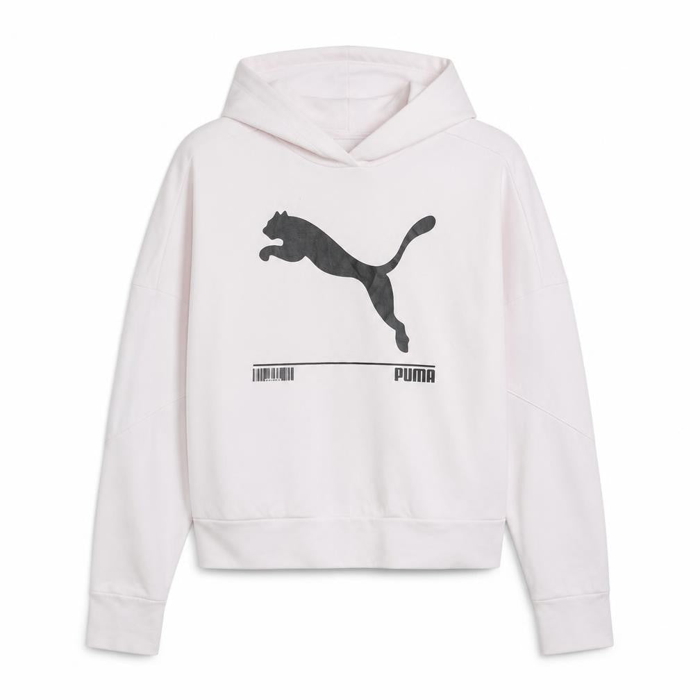 Puma Women’s White Hooded Pullover Sweatshirt M Casual Graphic Print