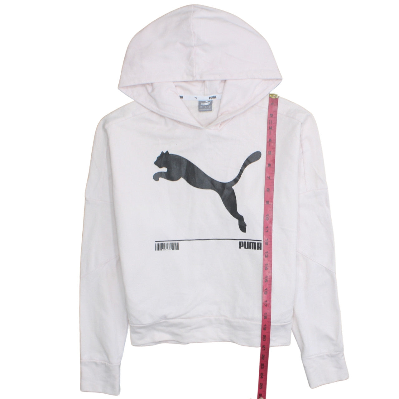 Puma Women’s White Hooded Pullover Sweatshirt M Casual Graphic Print