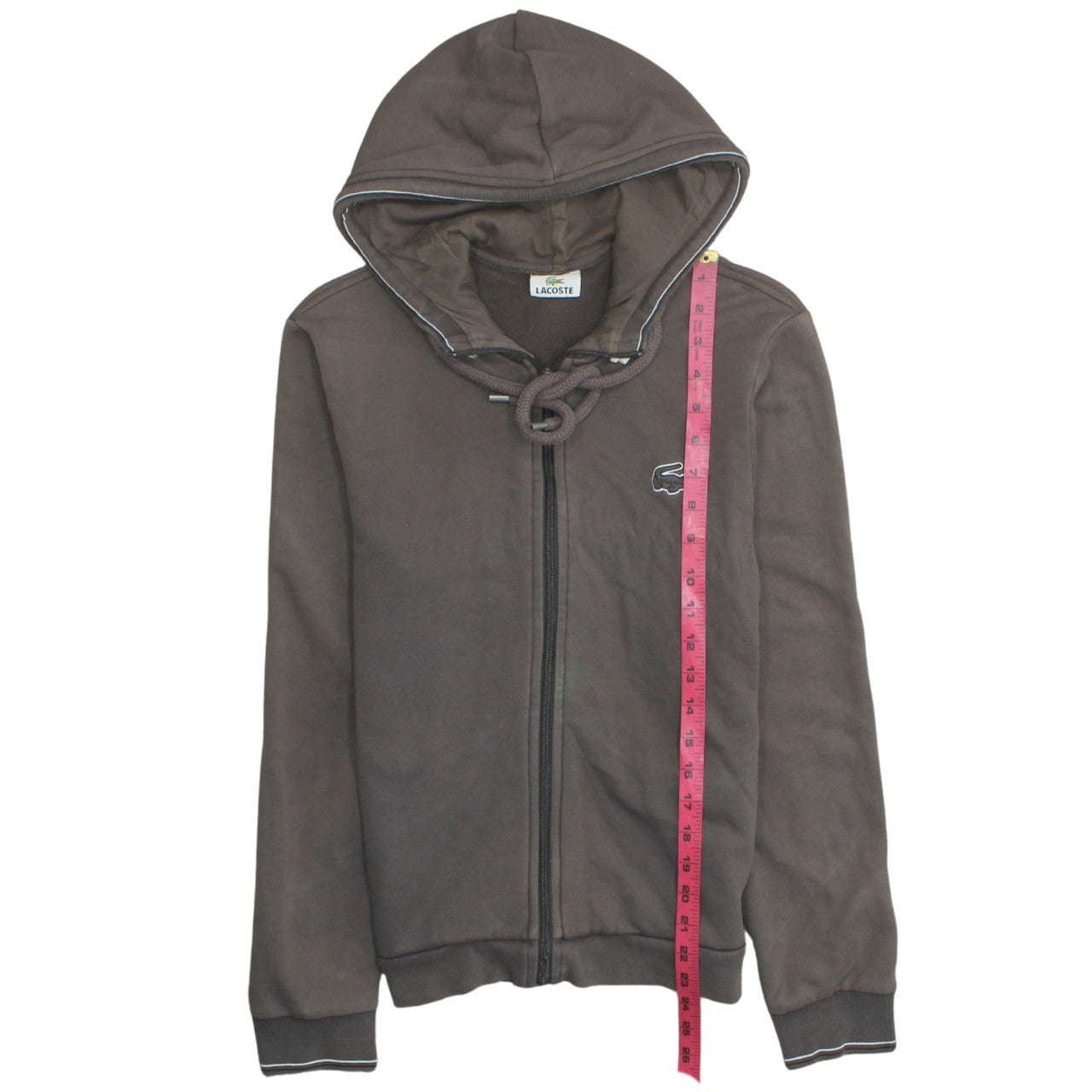 Lacoste Men's Brown Full Zip Hoodie Size M Classic Style