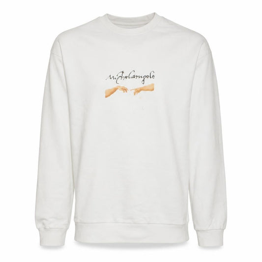 Front view of ASOS Men’s White Michelangelo Art Print Pullover Sweatshirt L