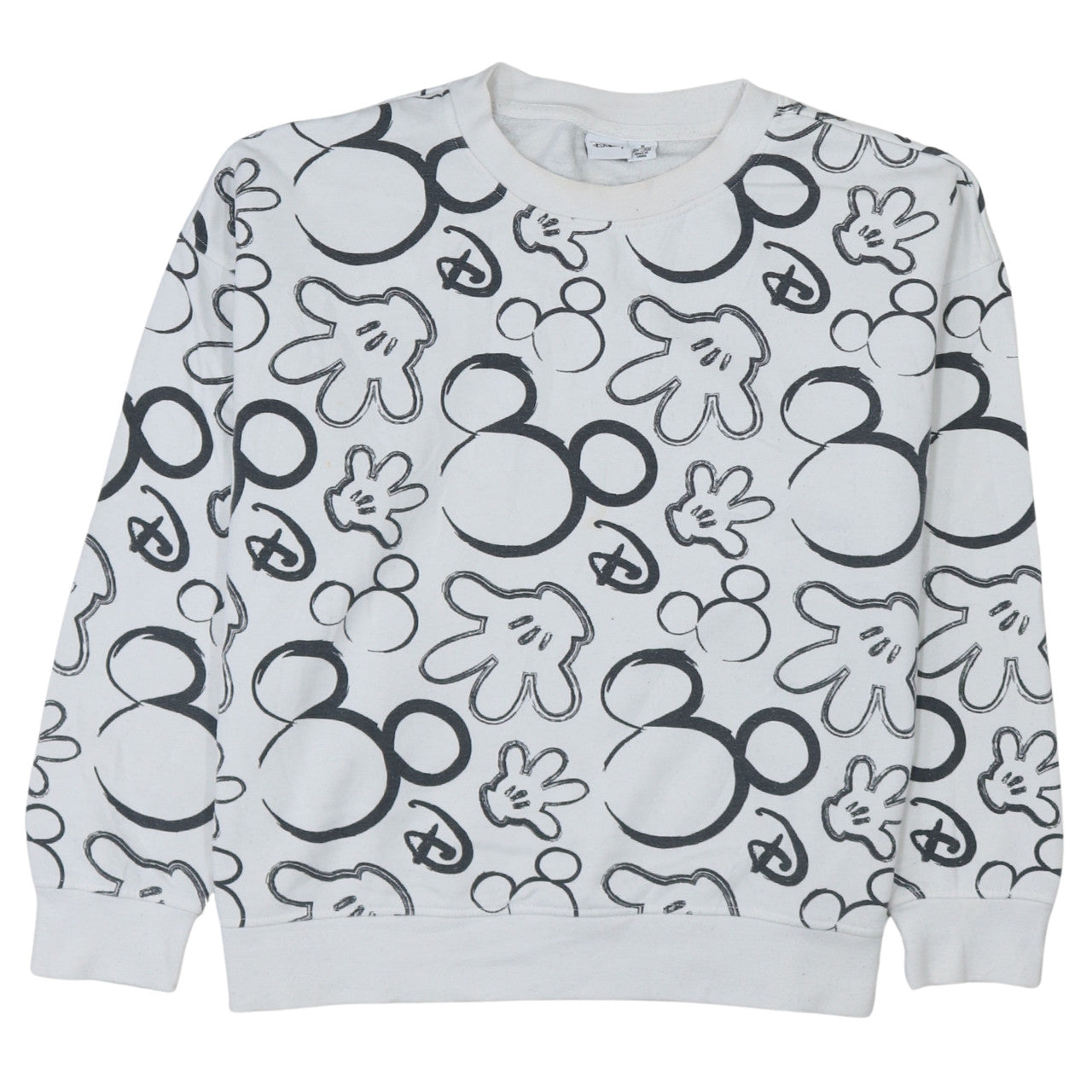 Disney Primark Women White Mickey Print Pullover Sweatshirt UK 12/14