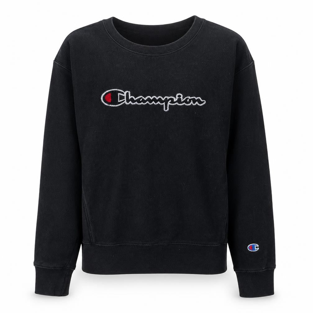 Champion Womens Black Small Reverse Weave Crew Neck Sweatshirt