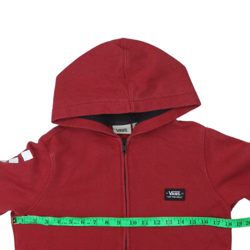 Vans Women Red Full Zip Hoodie Medium Hooded Sweatshirt Casual