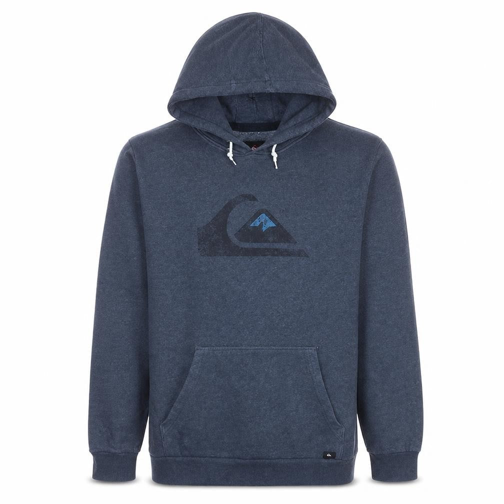 Quiksilver Mens Blue Pullover Hoodie M Fleece Logo Surf Style