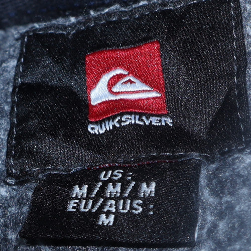 Quiksilver Mens Blue Pullover Hoodie M Fleece Logo Surf Style