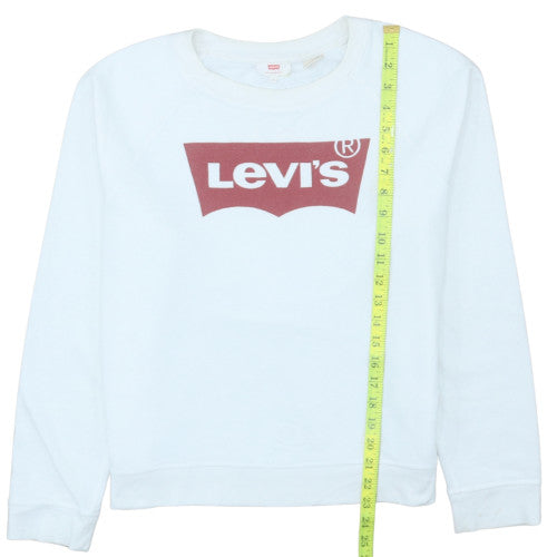Levi's Womens White Logo Crew Neck Pullover Sweatshirt Size L