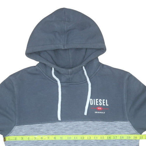 Diesel Men's Grey Pullover Hoodie L Logo Fleece Sweatshirt