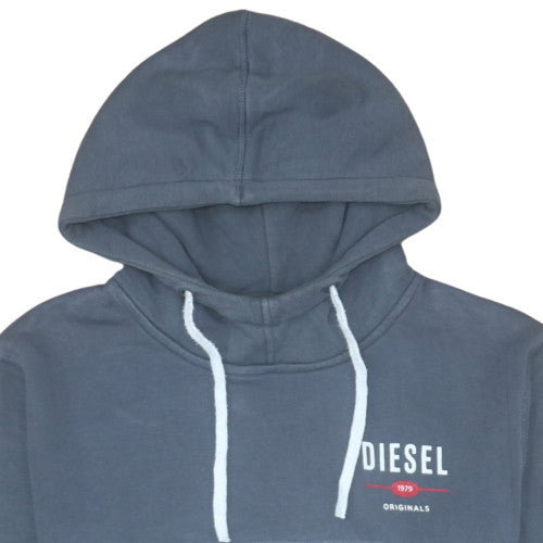 Diesel Men's Grey Pullover Hoodie L Logo Fleece Sweatshirt