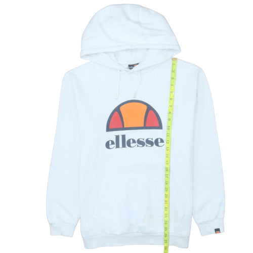 Ellesse Mens White Pullover Hoodie M Logo Fleece Sweatshirt
