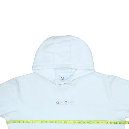 Adidas Mens White XL Pullover Hoodie Regular Fit Fleece Logo Sportswear