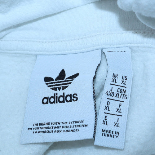 Adidas Mens White XL Pullover Hoodie Regular Fit Fleece Logo Sportswear