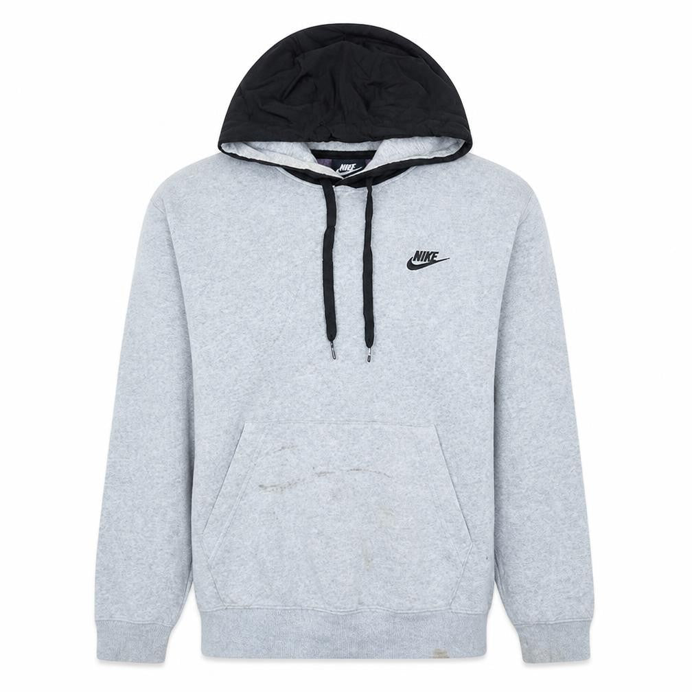 Nike Men's Grey and Black Pullover Hoodie Small with Logo Detail