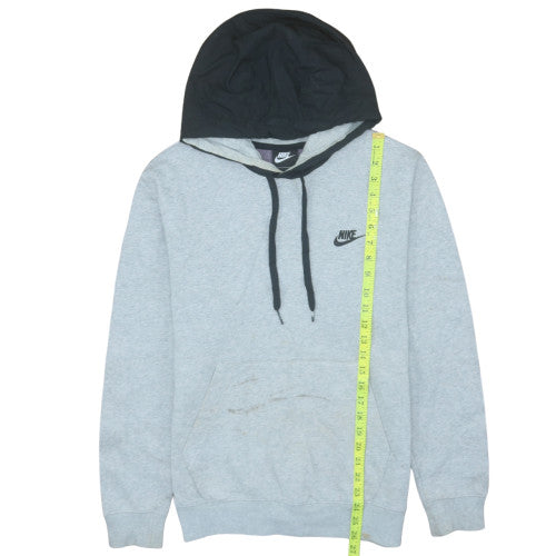Nike Men's Grey and Black Pullover Hoodie Small with Logo Detail