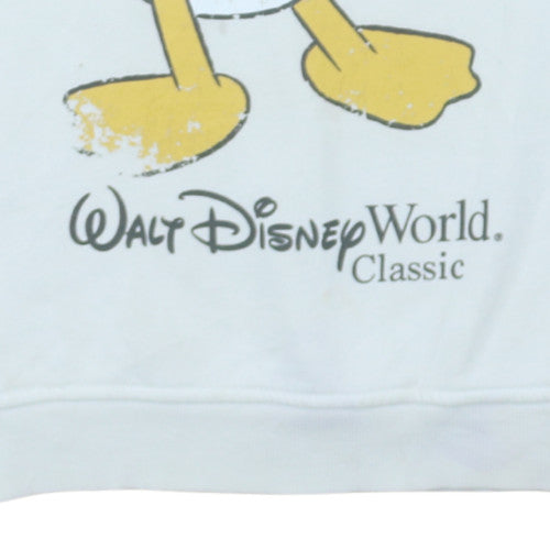 Disney Mickey & Friends Women's White Pullover Hoodie S Donald Duck Classic