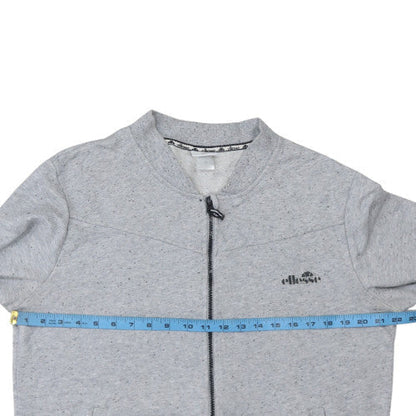 Close-up detail of Ellesse Men’s Grey XL Track Jacket Full Zip Lightweight Activewear
