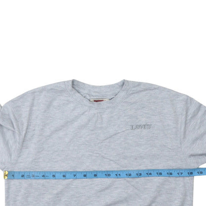 Back view of Levi's boys’ grey 12 years pullover sweatshirt crew neck logo jumper