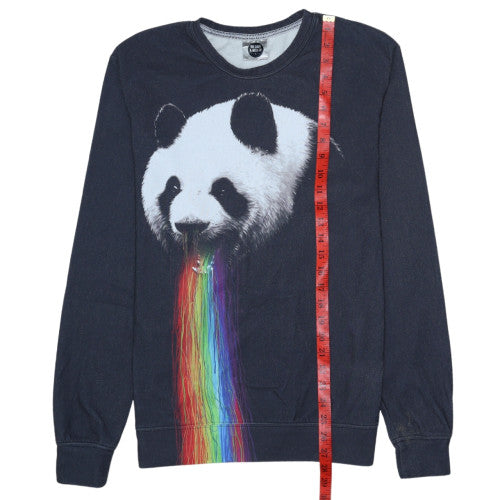 Mr Gugu & Miss Go Mens Black L Graphic Panda Rainbow Sweatshirt