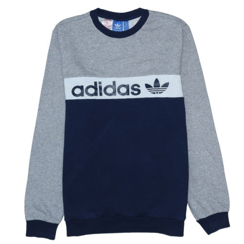 Adidas Men's Grey Blue Crew Neck Sweatshirt L Sports Pullover