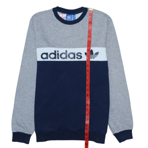 Adidas Men's Grey Blue Crew Neck Sweatshirt L Sports Pullover