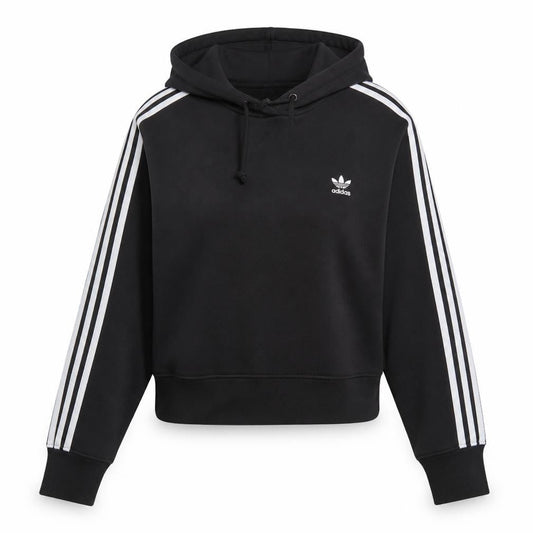 Adidas Womens Black Size 12 Cropped Full Zip Hoodie Sweatshirt