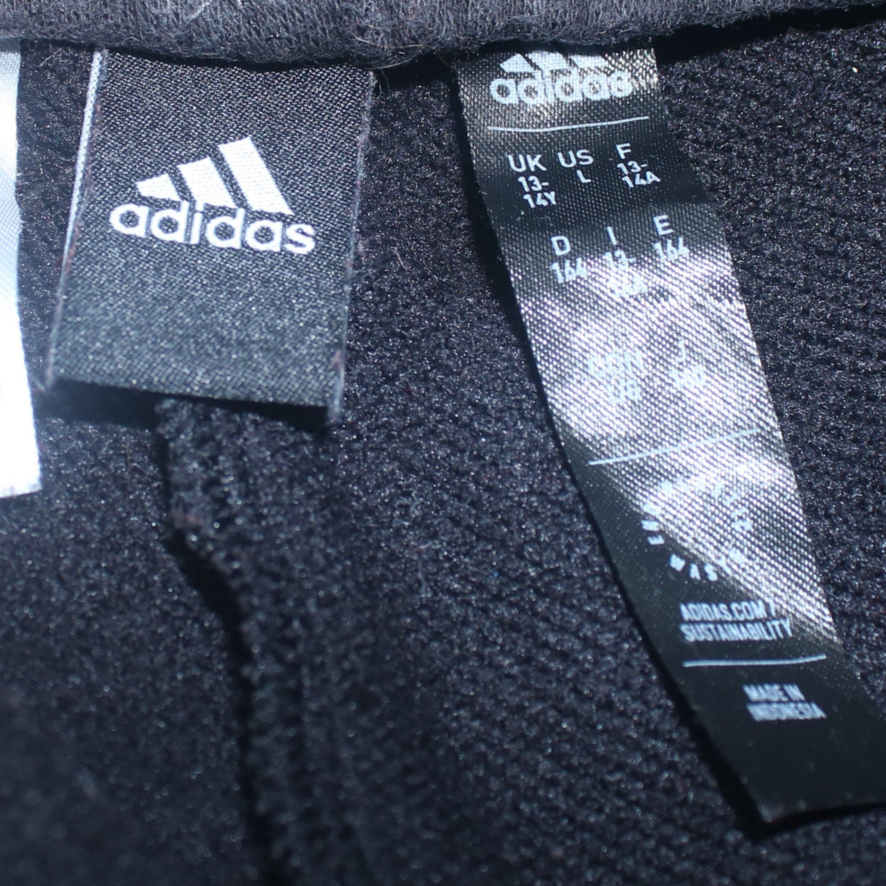Adidas Boys Black Jogger Sweatpants 13-14 Years Regular Fit Fleece