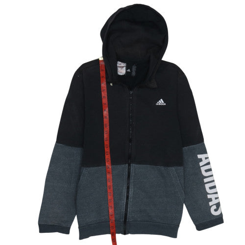 Adidas Boys Black and Grey Full Zip Hoodie - Size 13-14 Years