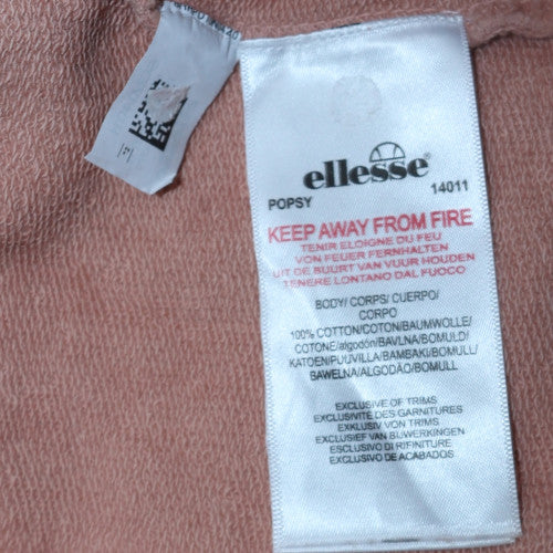 Ellesse Womens Pink Crew Neck Pullover Sweatshirt UK 12 Drawstring Hem