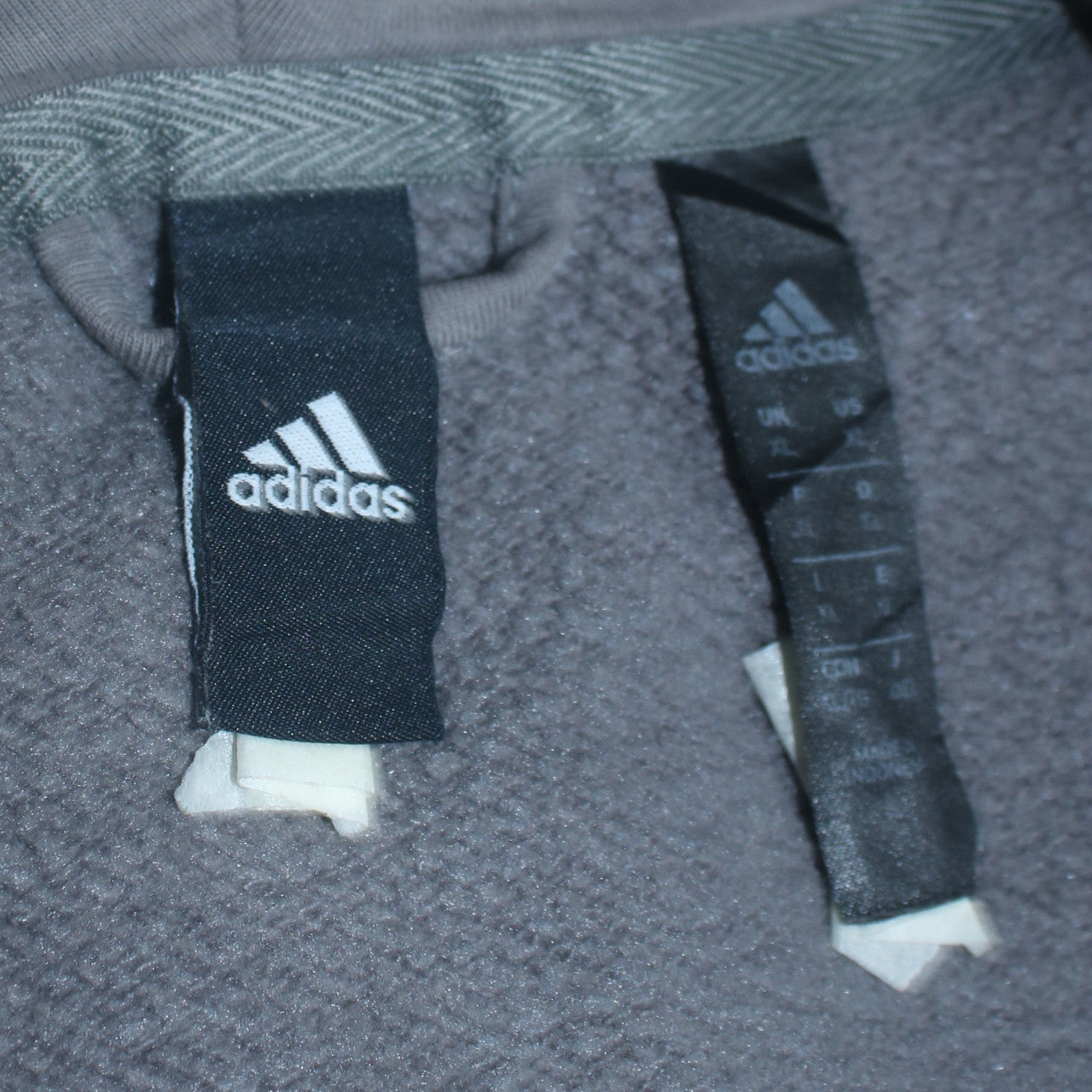 Adidas Mens Grey Full Zip Fleece Hoodie Size L