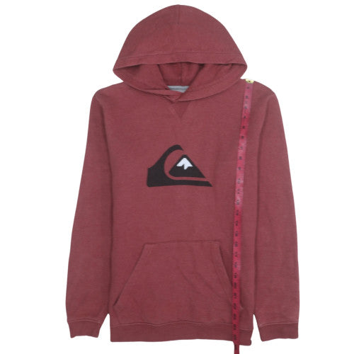 Quiksilver Womens Red Pullover Hoodie Size L Cotton Logo Casual