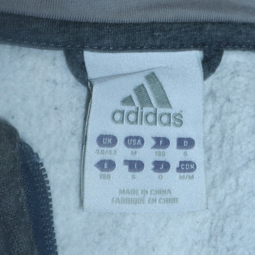 adidas Men's Grey Full Zip Fleece Hoodie Size M Sportswear