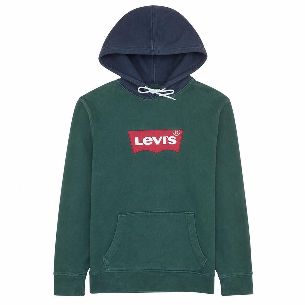 Levi's Men's Green Pullover Hoodie M Hooded Fleece Logo Sweatshirt