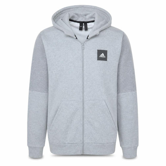 Adidas Men’s Grey Full Zip Hoodie Size L Regular Fit Sportswear