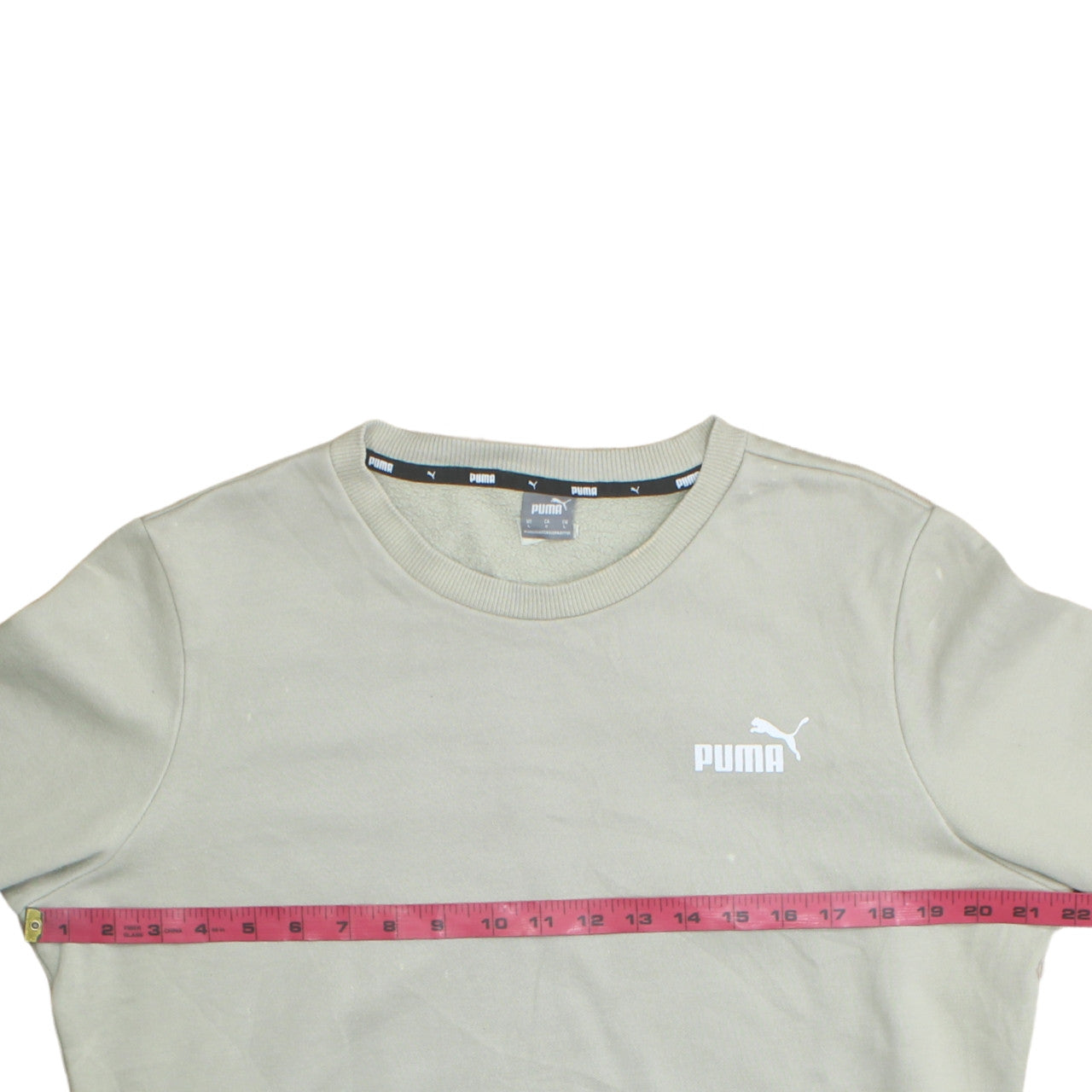 Puma Womens Beige Crew Neck Sweatshirt L Cotton Blend Casual