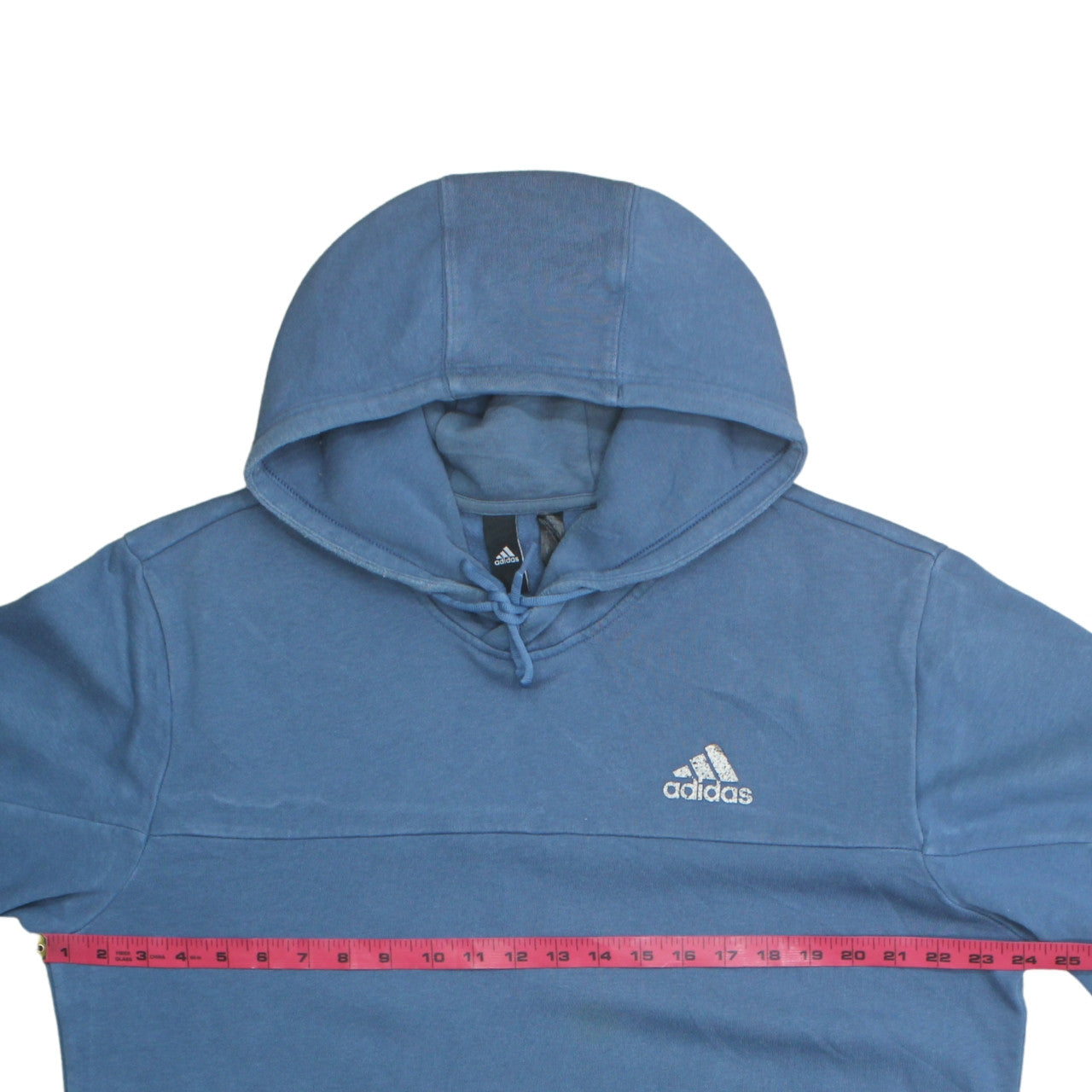 Adidas Men's Blue Pullover Hoodie Size L Regular Fit Logo Fleece