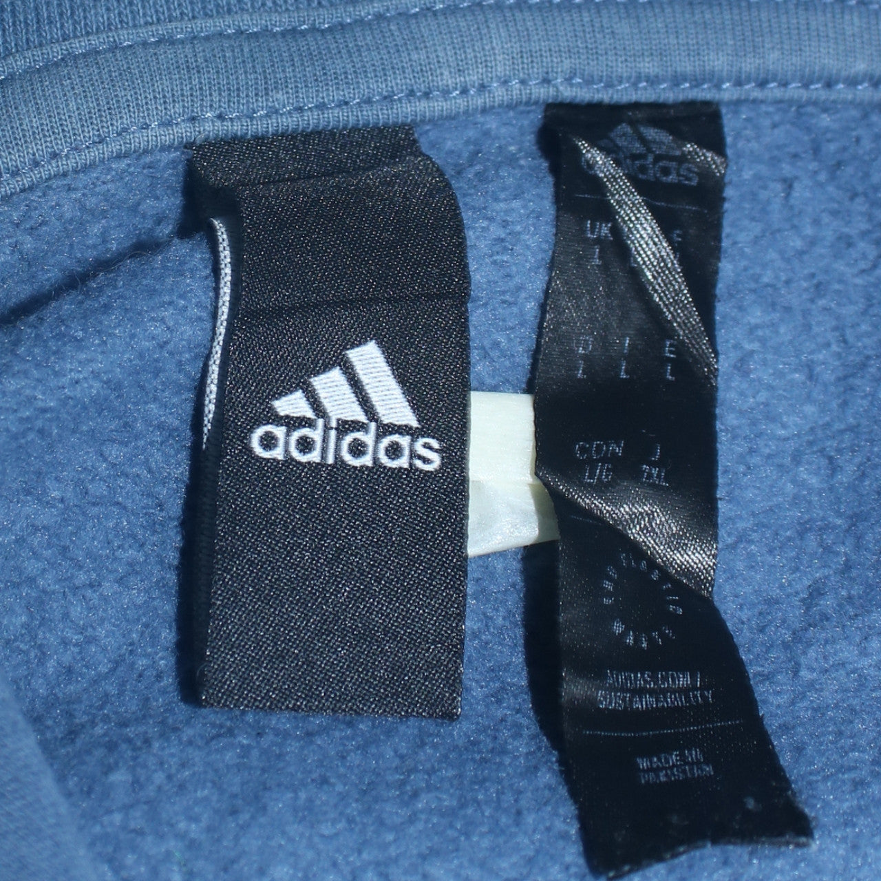 Adidas Men's Blue Pullover Hoodie Size L Regular Fit Logo Fleece