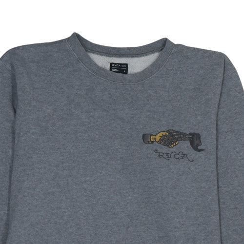 RVCA Men's Grey Crew Neck Graphic Print Sweatshirt L