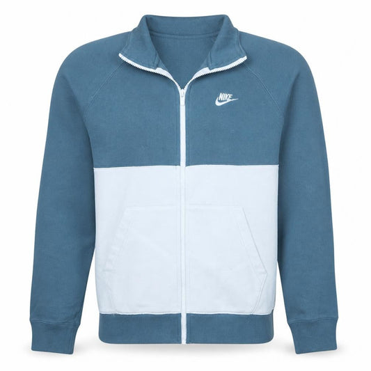 Nike Men's Blue & White Medium Track Jacket - Zip Front Cotton Blend