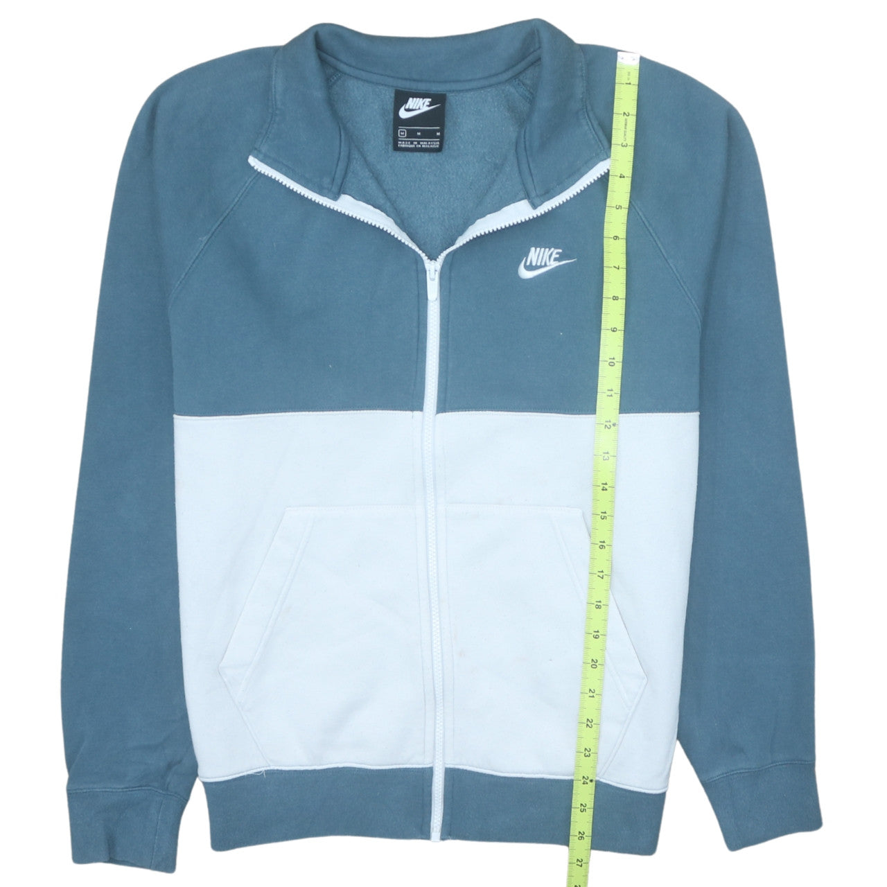 Nike Men's Blue & White Medium Track Jacket - Zip Front Cotton Blend