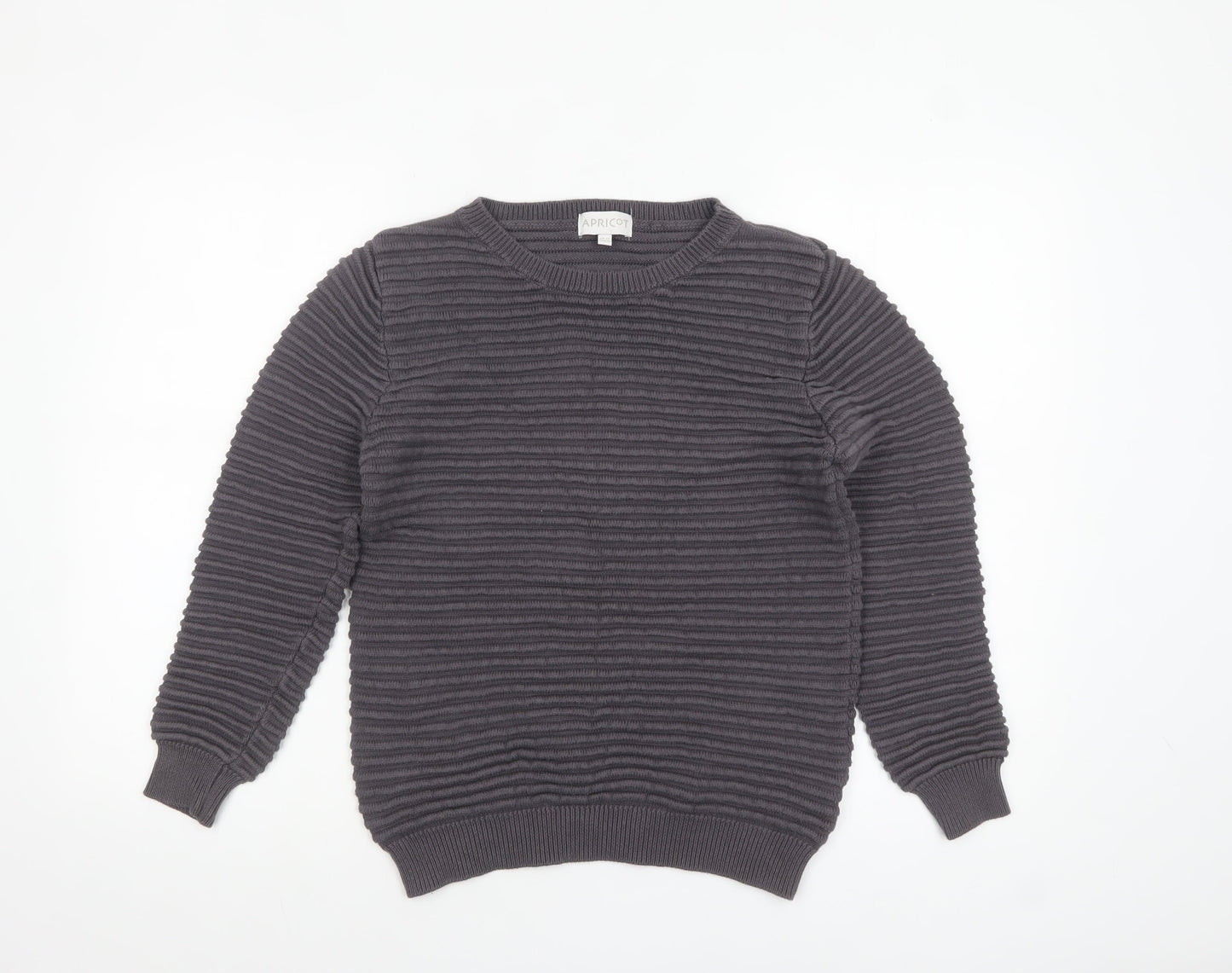 Apricot Women's Grey Cotton Crew Neck Jumper Size 12