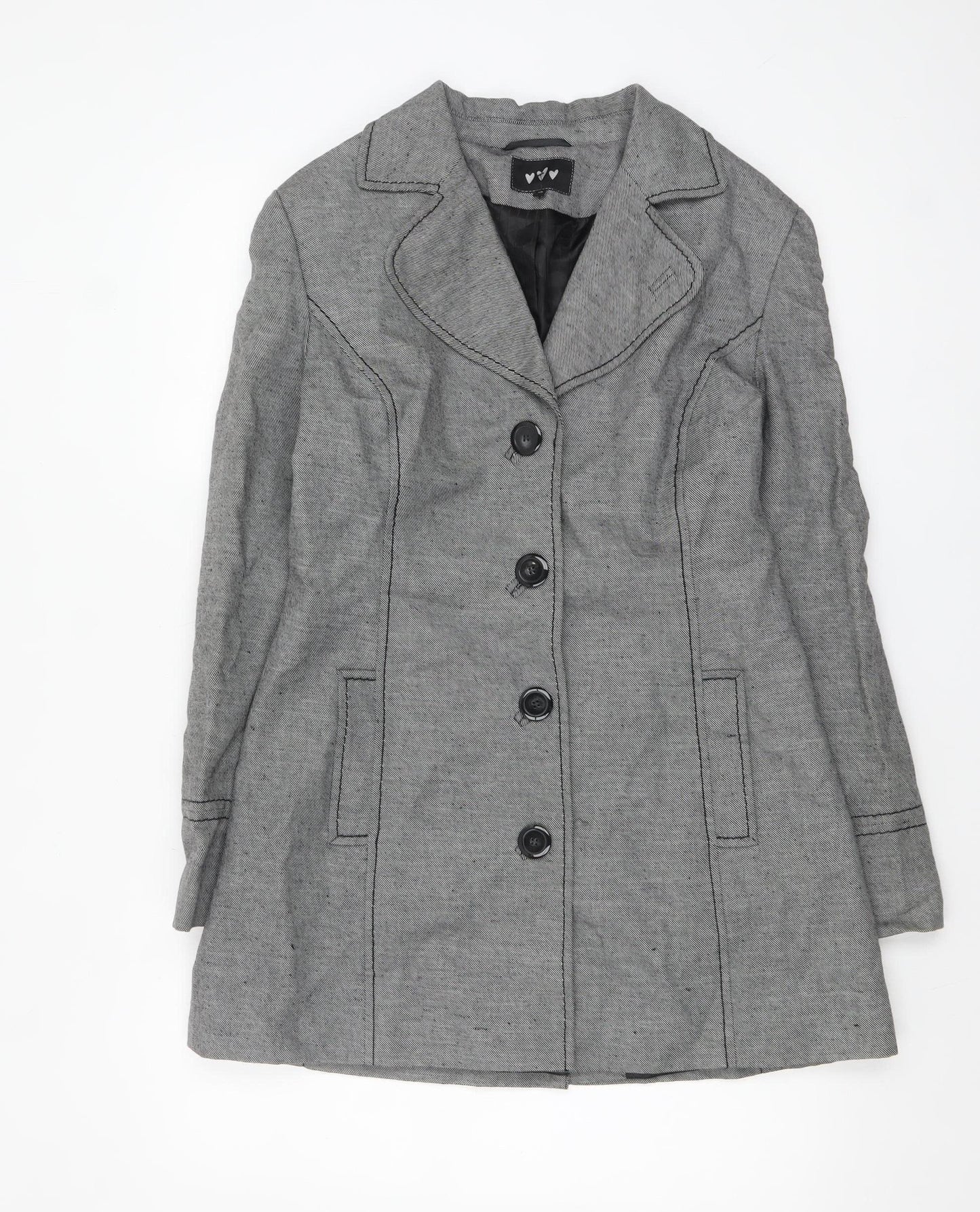Marks and Spencer Womens Grey Linen Blend Mid-Length Coat Size 12