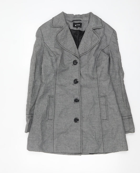 Marks and Spencer Womens Grey Linen Blend Mid-Length Coat Size 12