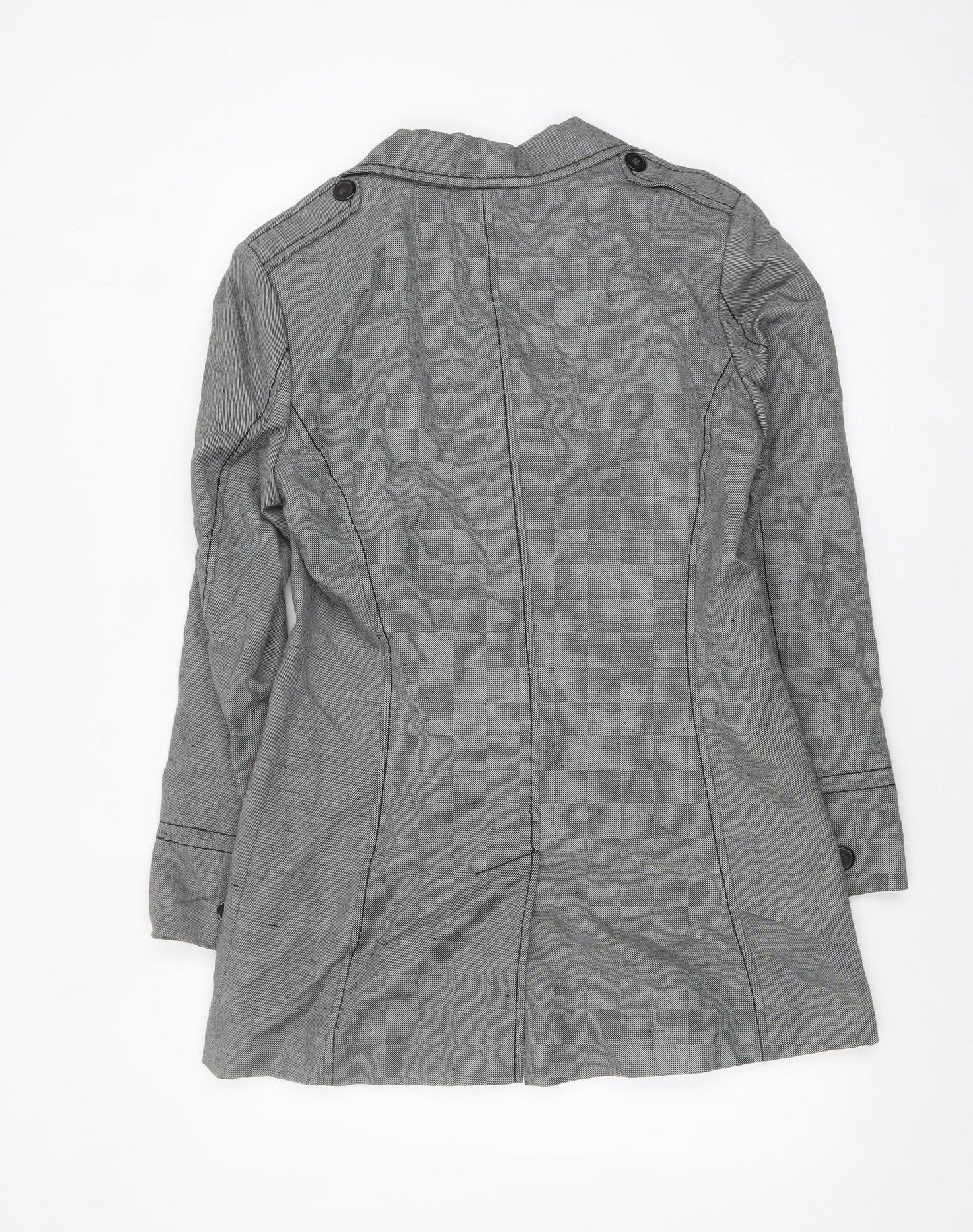 Marks and Spencer Womens Grey Linen Blend Mid-Length Coat Size 12